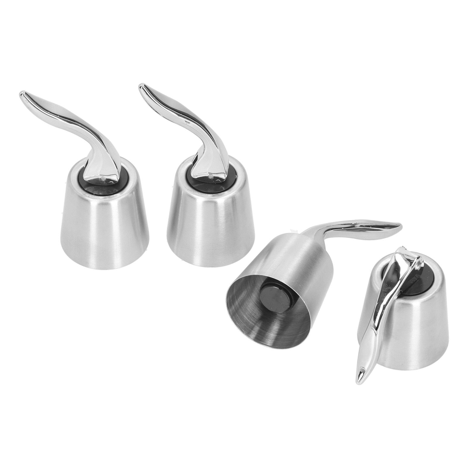 4PCS Wine Bottle Stopper Press Handle Style Expanding Stainless Steel Wine view 3