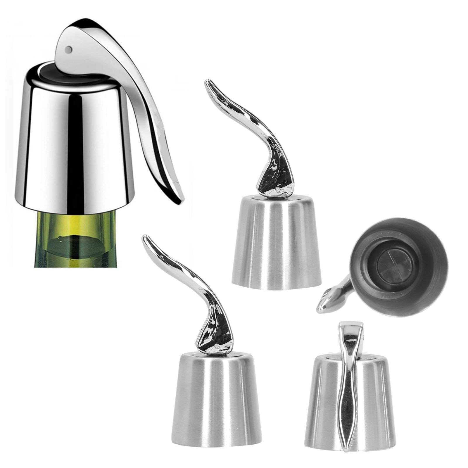 4PCS Wine Bottle Stopper Press Handle Style Expanding Stainless Steel Wine view 11