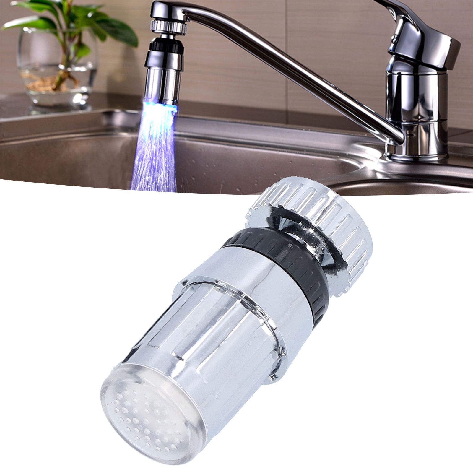 LD8001-B6 Faucet Light LED Temperature Control 3-Color 360 Degree Rotating view 11