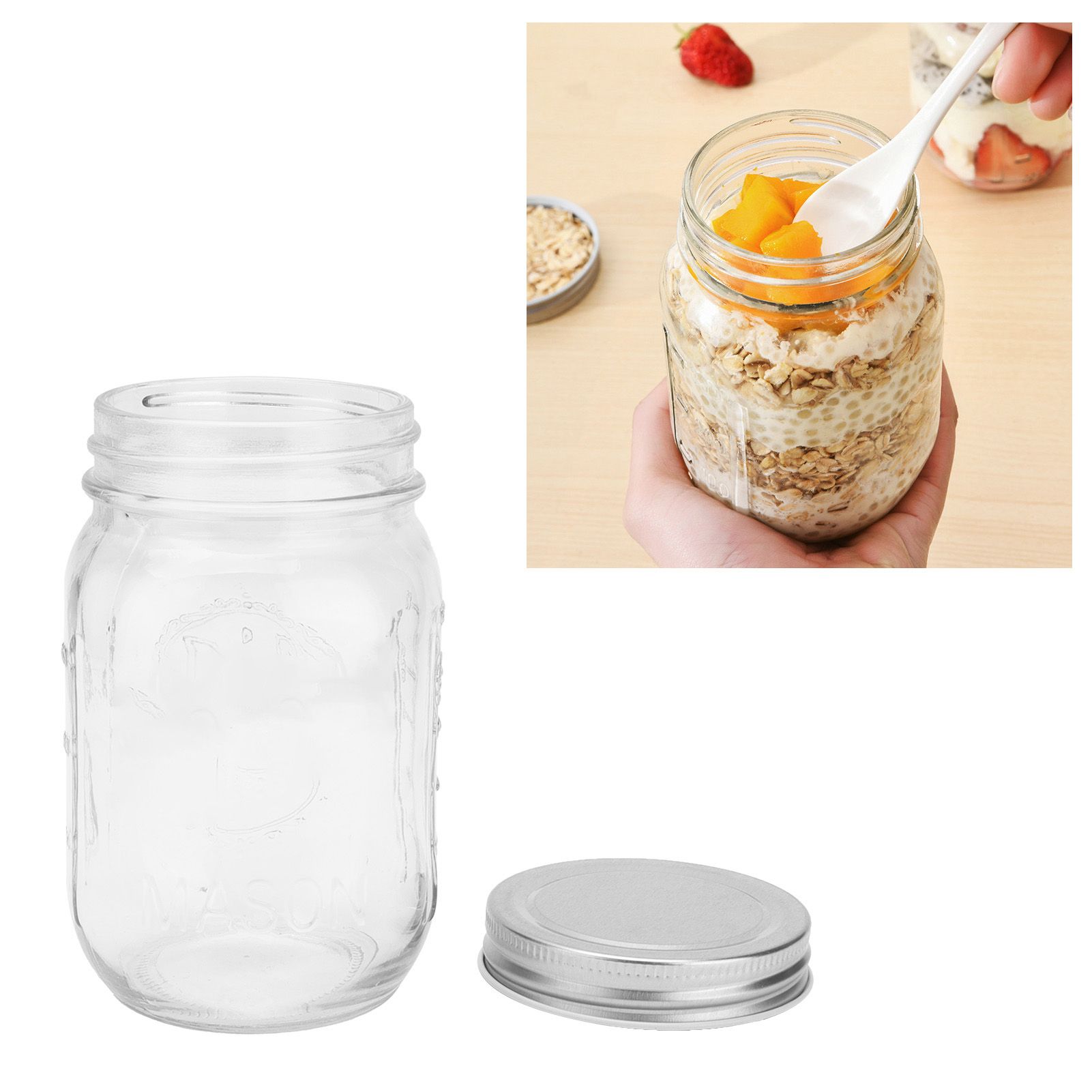 500ml Food Storage Jar Clear Glass Canning Jar with Sealed Lid for Honey Jam view 12