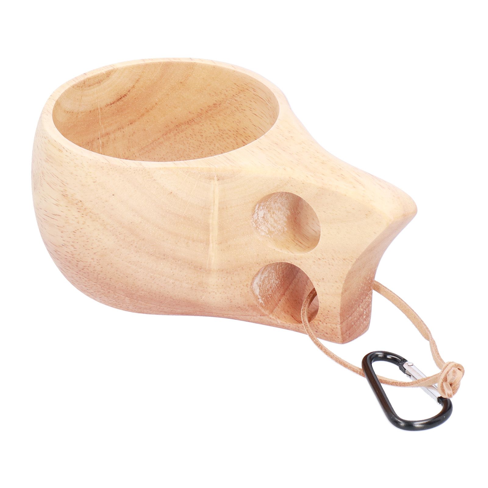 Wooden Mug Cup Portable Lightweight Drinking Cup with Handle Hanging Buckle view 3