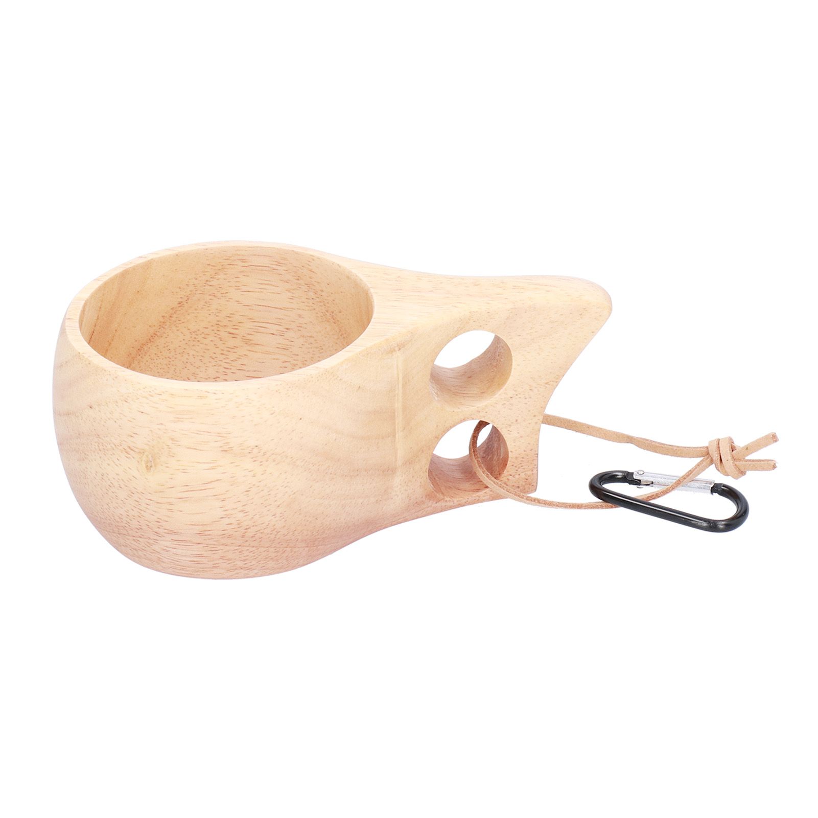 Wooden Mug Cup Portable Lightweight Drinking Cup with Handle Hanging Buckle view 4