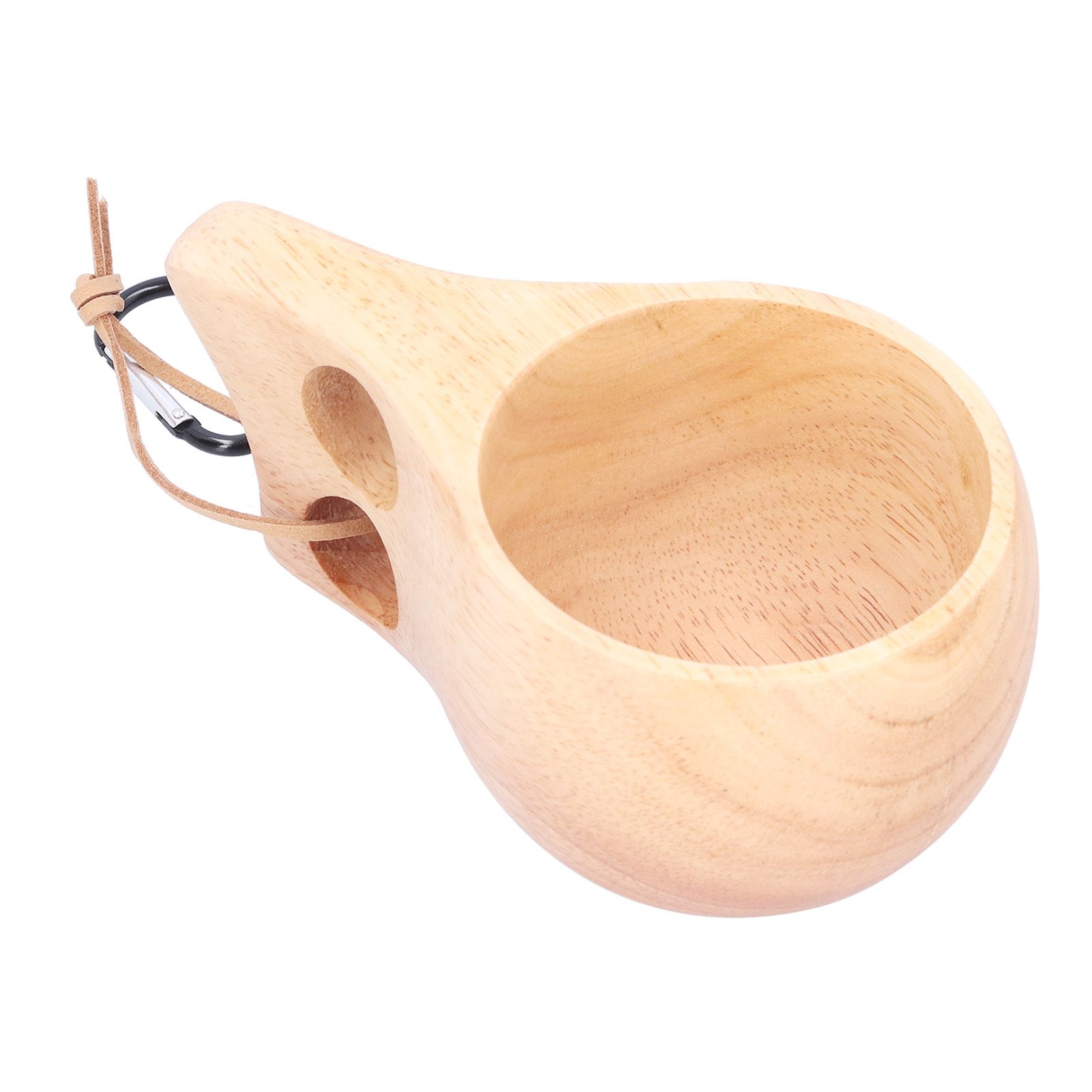 Wooden Mug Cup Portable Lightweight Drinking Cup with Handle Hanging Buckle view 7