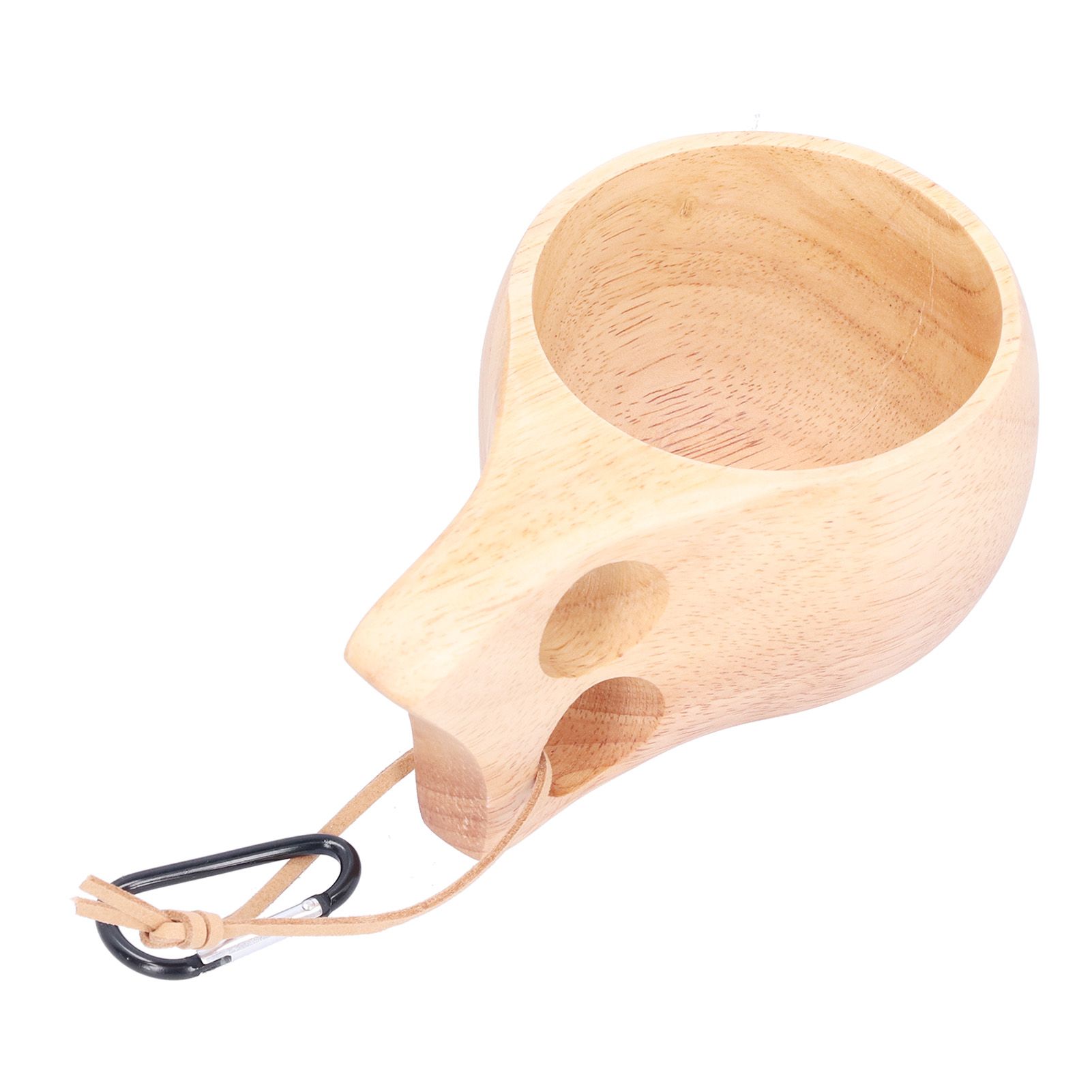 Wooden Mug Cup Portable Lightweight Drinking Cup with Handle Hanging Buckle view 9
