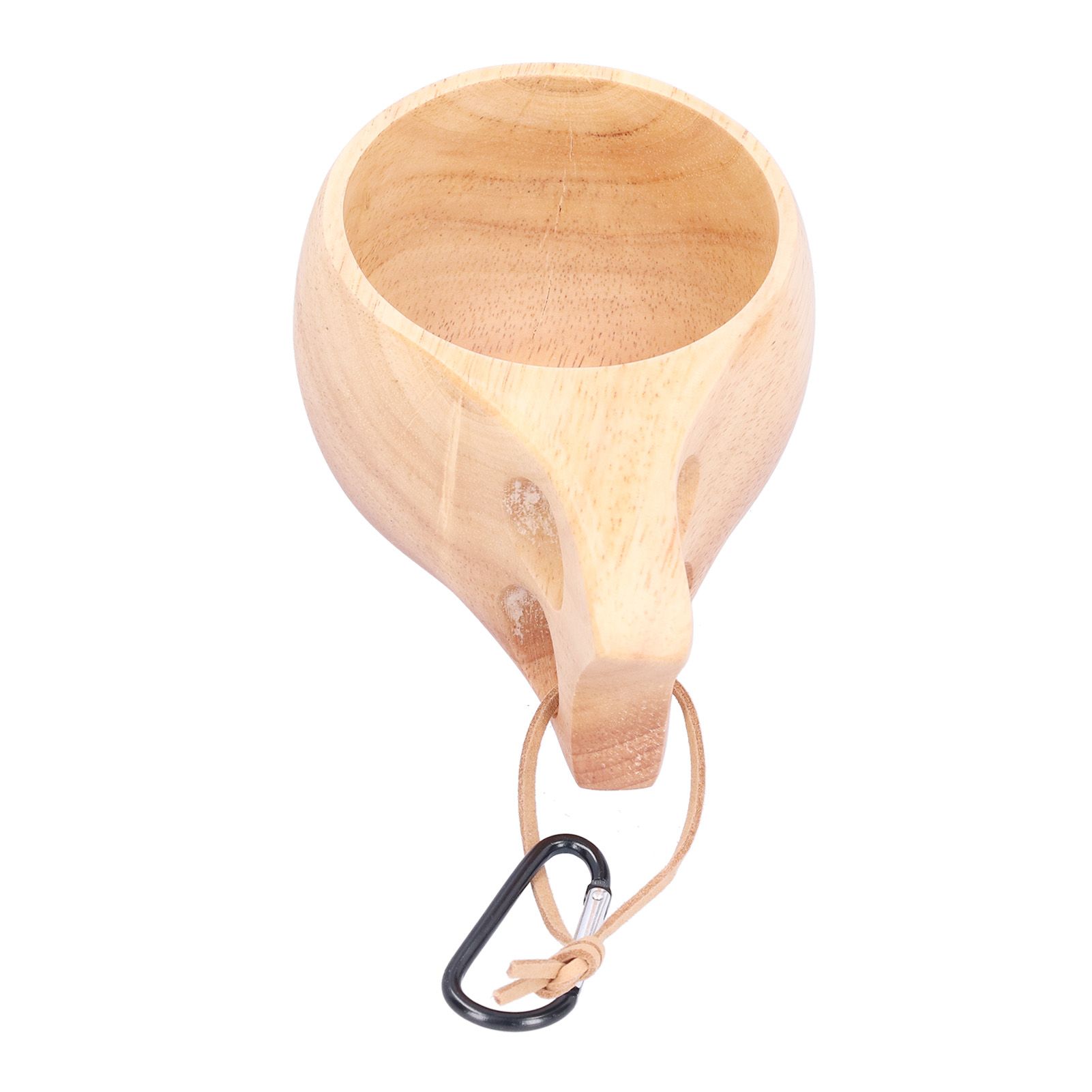 Wooden Mug Cup Portable Lightweight Drinking Cup with Handle Hanging Buckle view 10