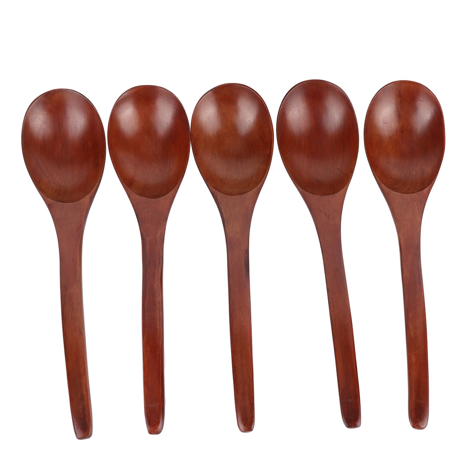 5Pcs Wooden Soup Spoon with Curved Handle Multipurpose Rice Scoop for Home view 2