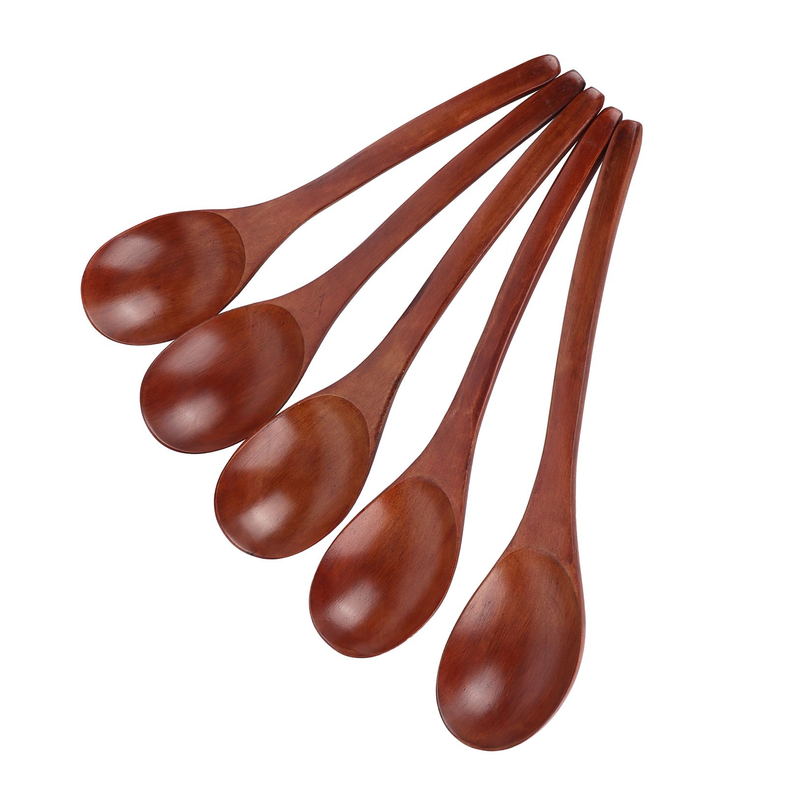 5Pcs Wooden Soup Spoon with Curved Handle Multipurpose Rice Scoop for Home view 10