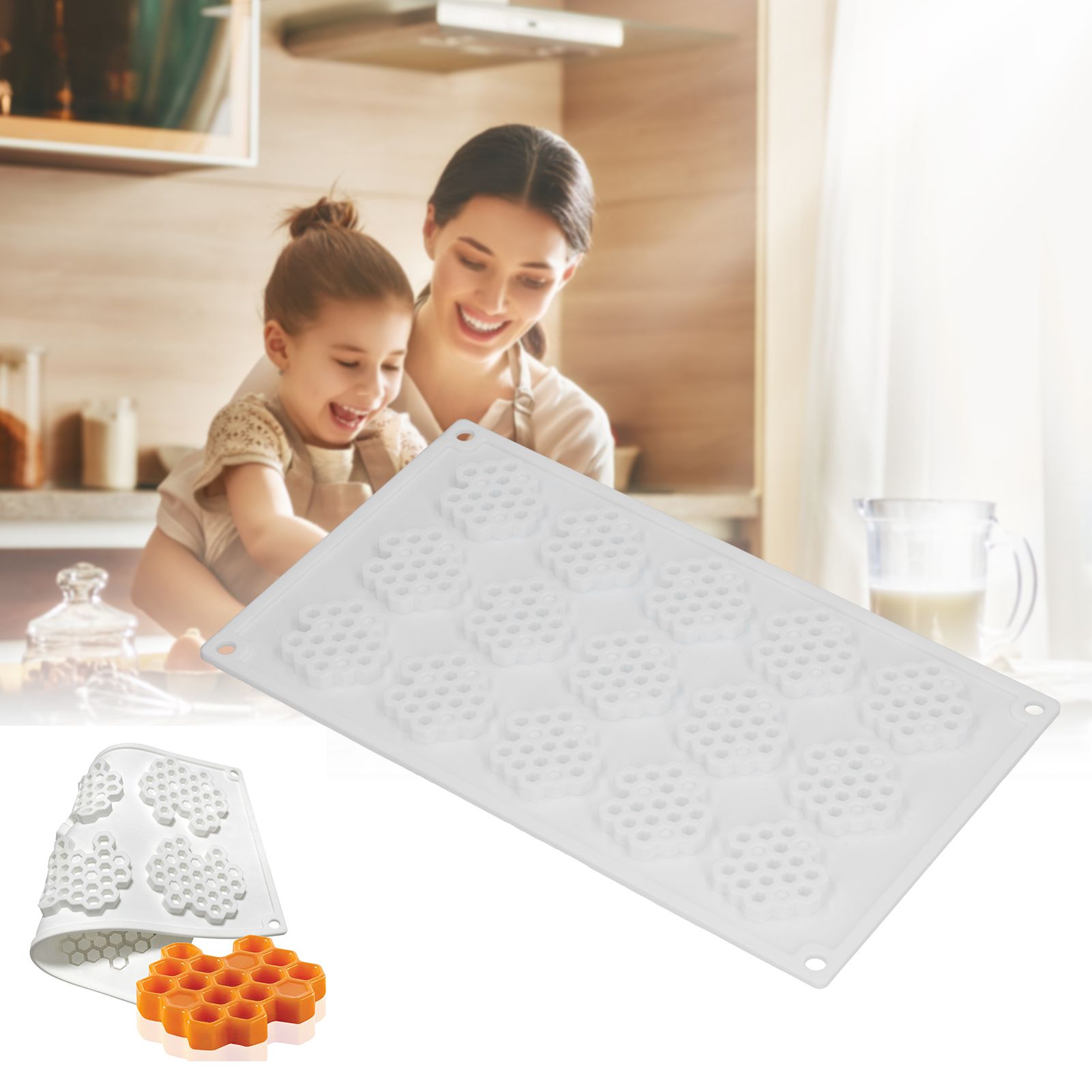 15Grid BeehiveShaped Silicone Mold NonStick Ice Cream Mousse Cake Mold DIY view 11