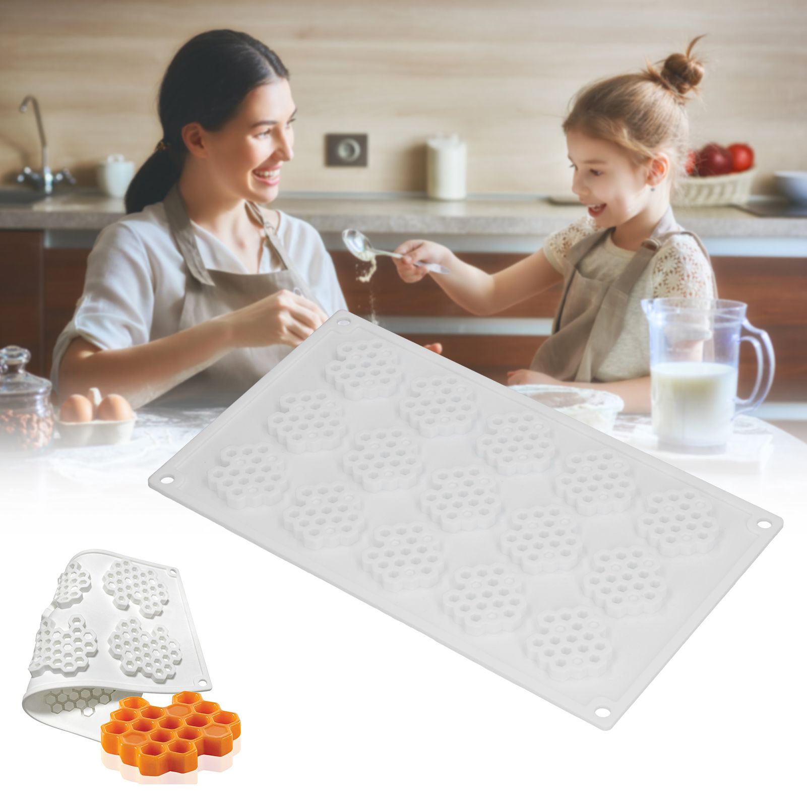 15Grid BeehiveShaped Silicone Mold NonStick Ice Cream Mousse Cake Mold DIY view 12