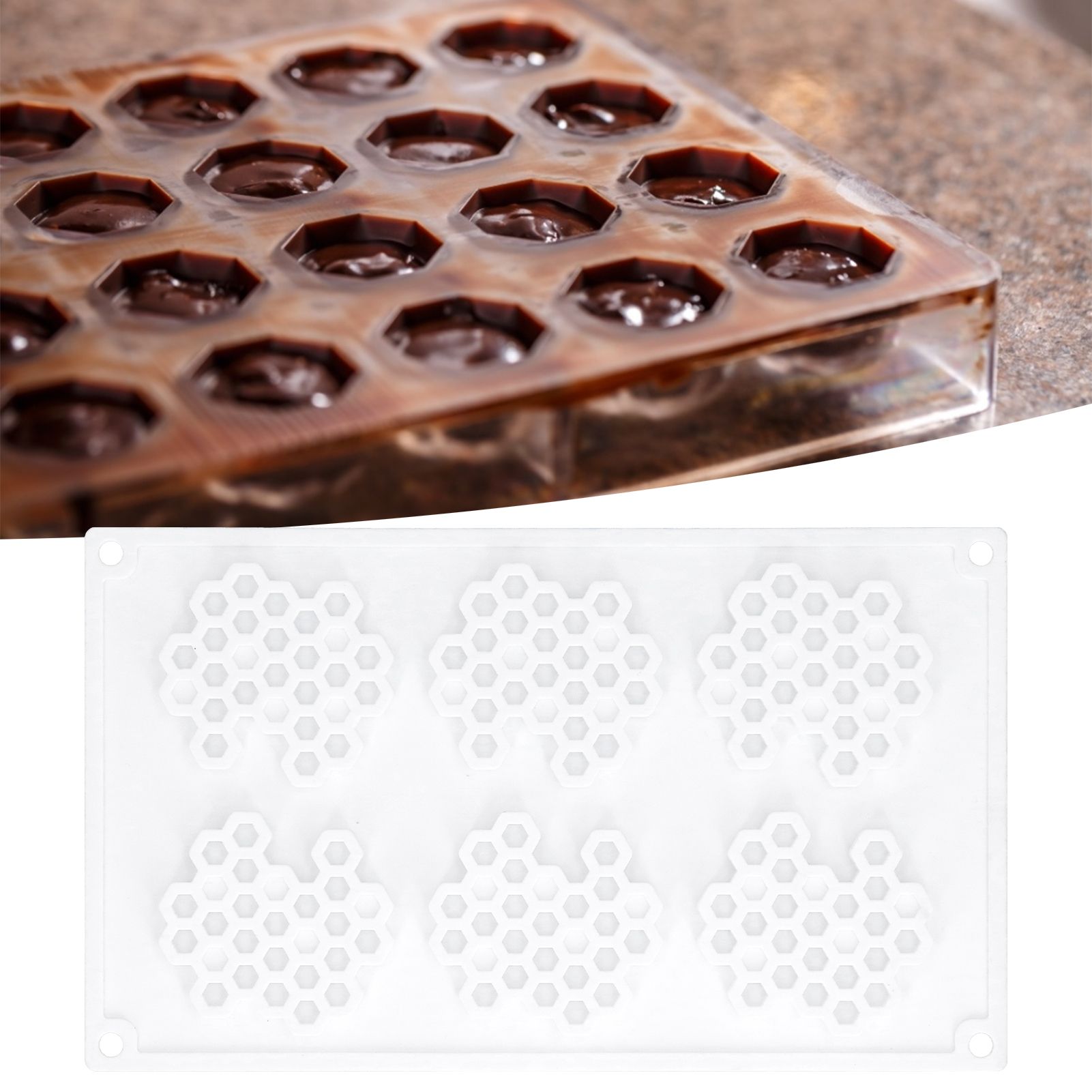 6Grid BeehiveShaped Silicone Mold Geometric Shape Mousse Chocolate Mold Baking view 11