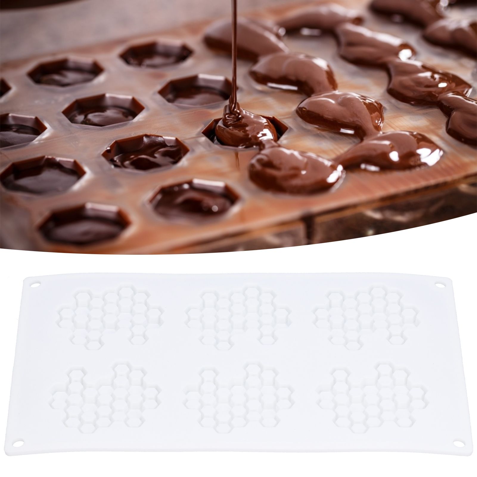 6Grid BeehiveShaped Silicone Mold Geometric Shape Mousse Chocolate Mold Baking view 12