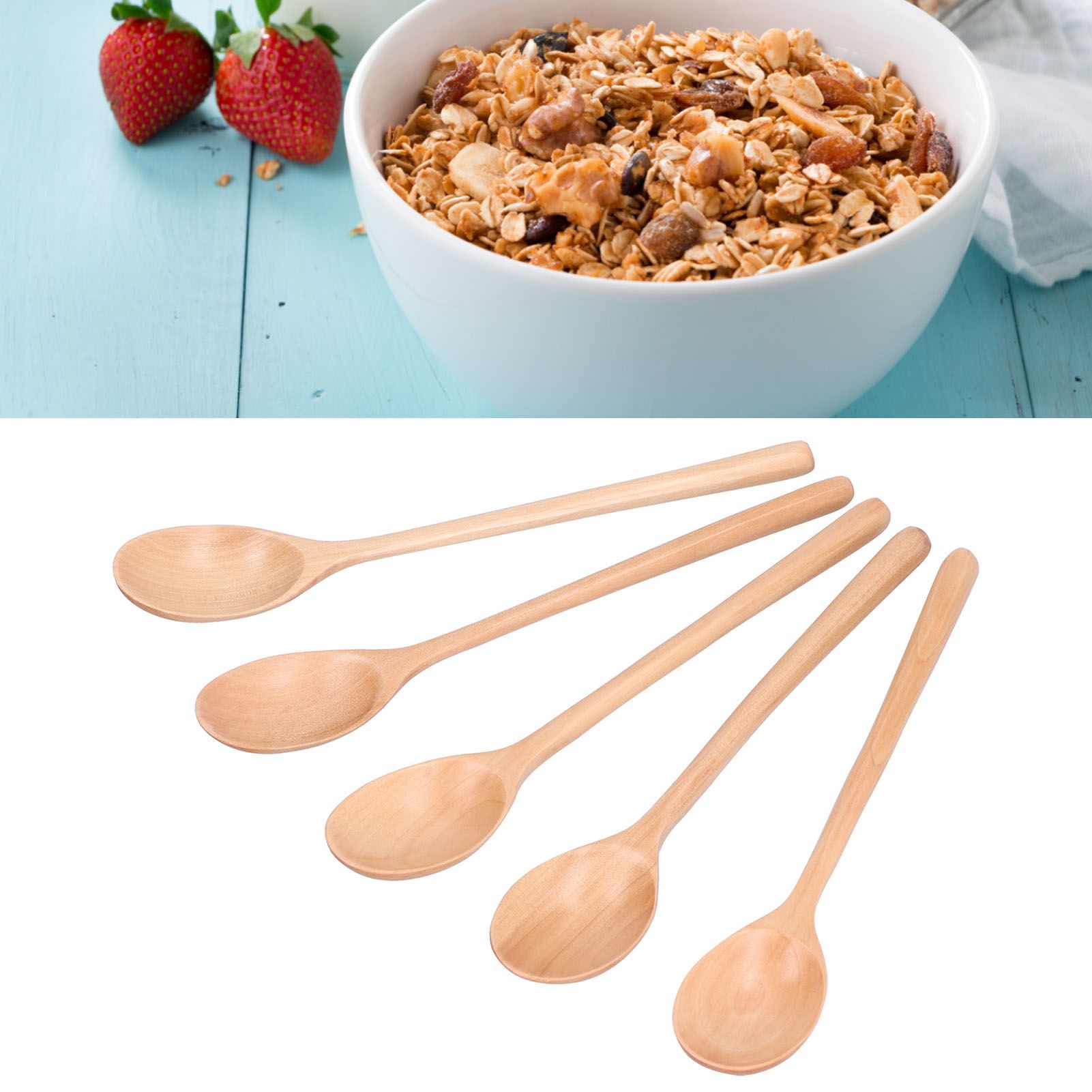 5Pcs Long Handle Rice Spoon Honey Stirring Spoon Kitchen Utensil for No Stick view 11
