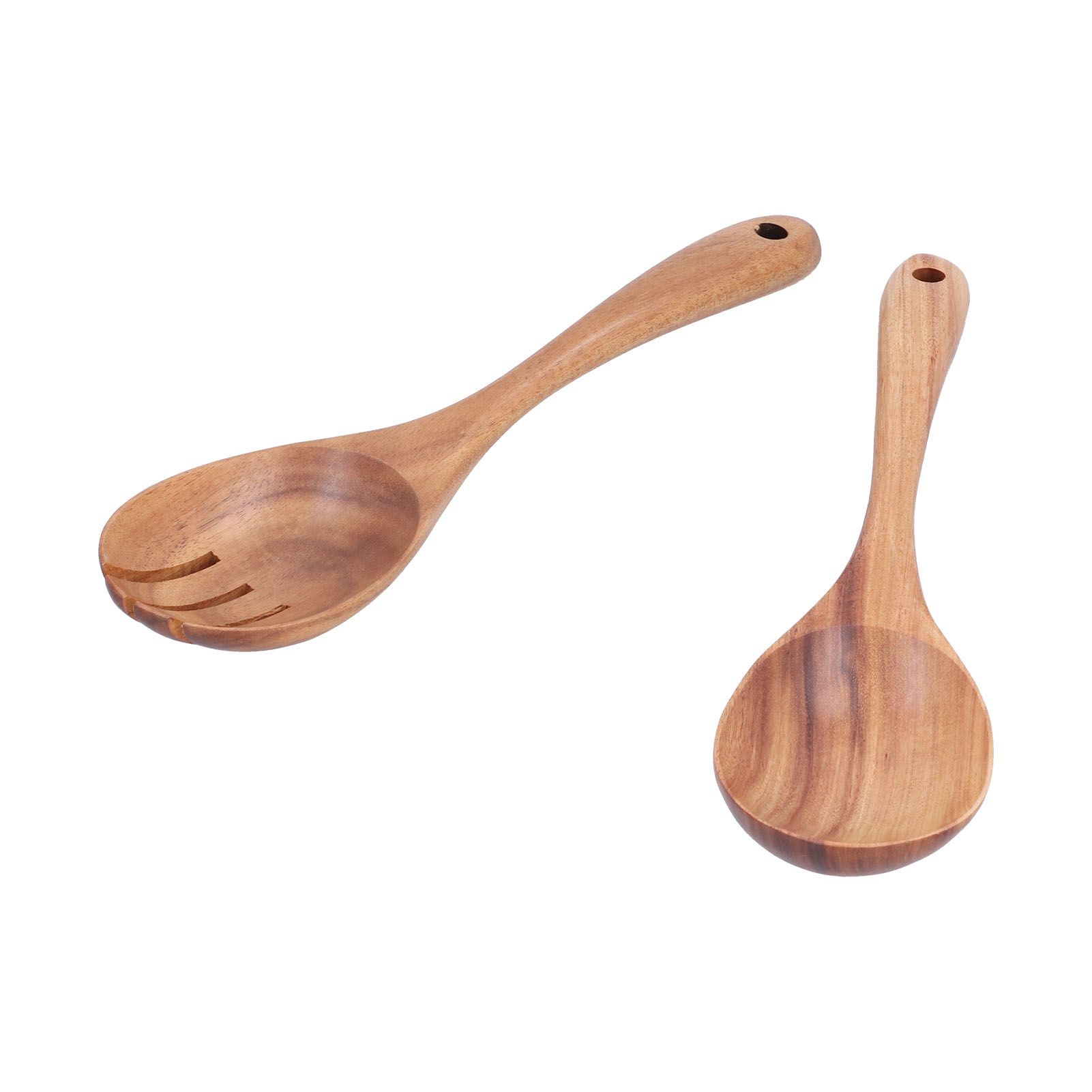 2Pcs/Set Spoon Fork Set Wooden Mixing Spoon Fork for Home Kitchen School view 3