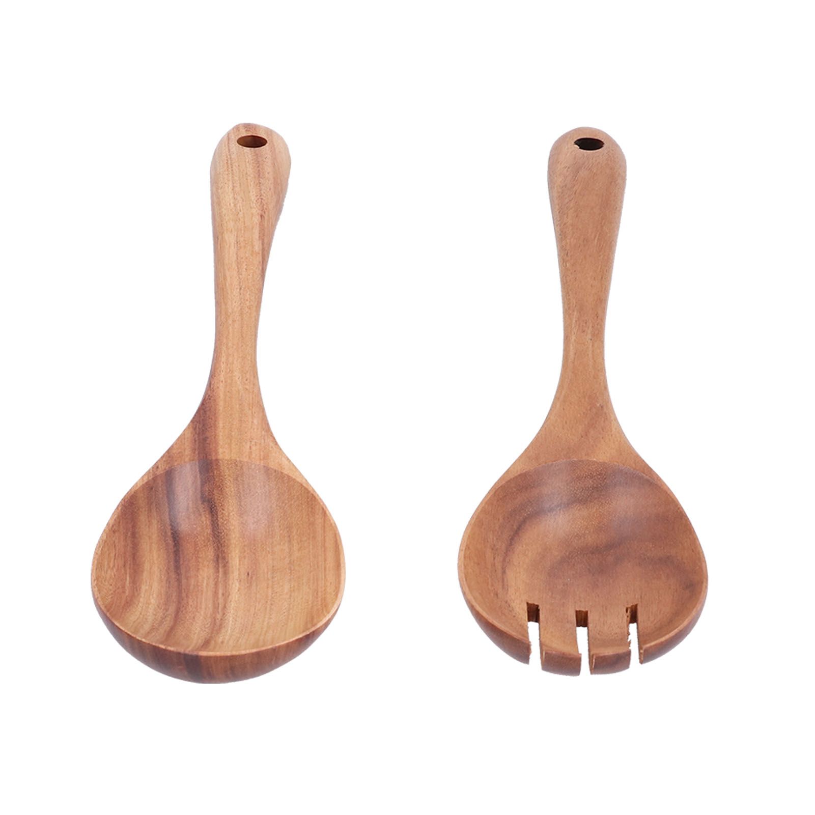 2Pcs/Set Spoon Fork Set Wooden Mixing Spoon Fork for Home Kitchen School view 5