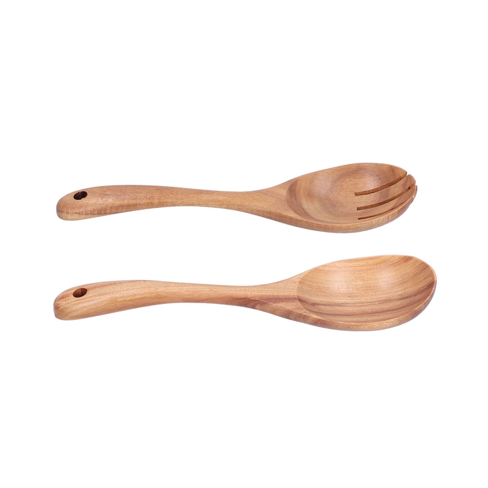 2Pcs/Set Spoon Fork Set Wooden Mixing Spoon Fork for Home Kitchen School view 7