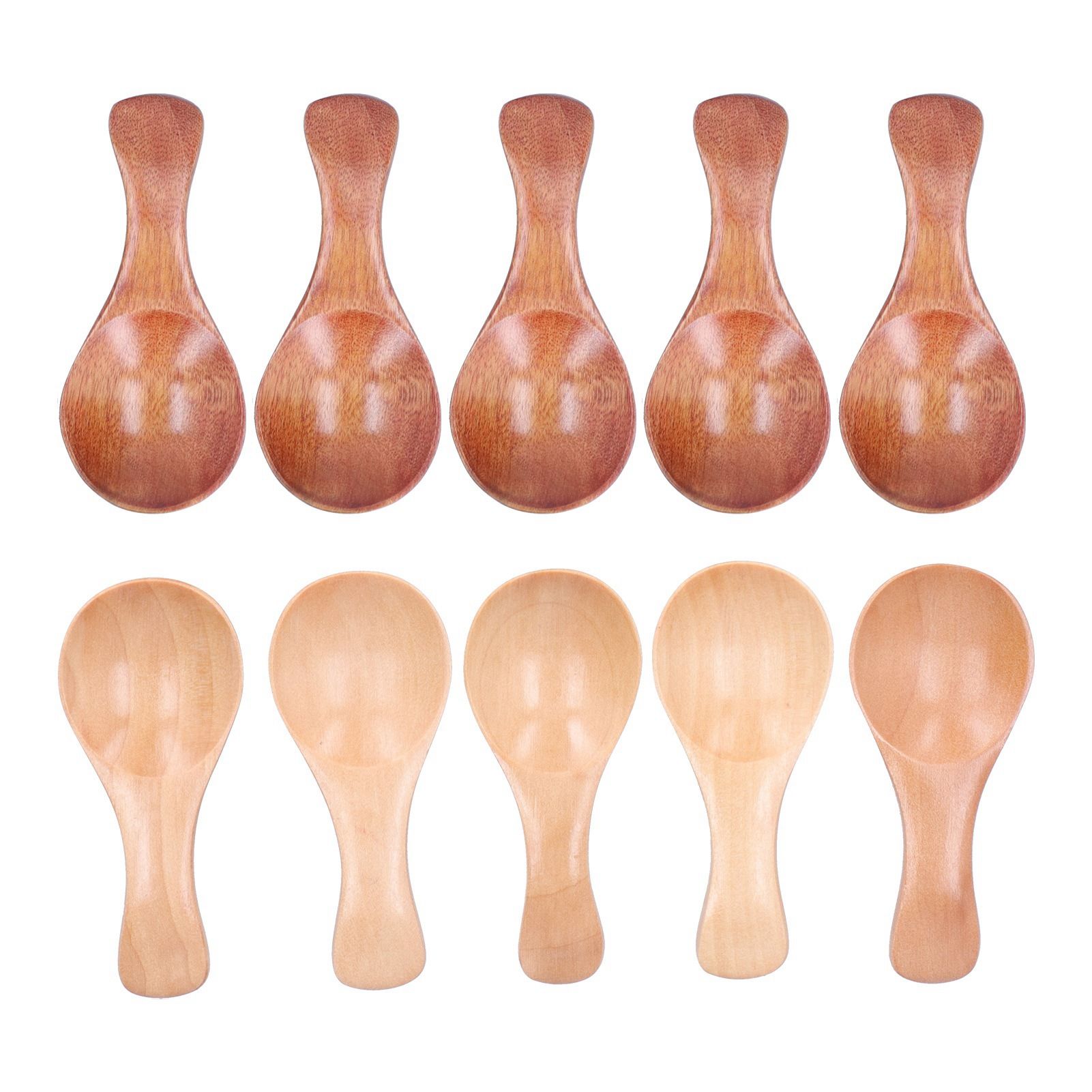 10Pcs Wooden Scoop Sugar Salt Powder Condiment Mini Spoon with Short Handle