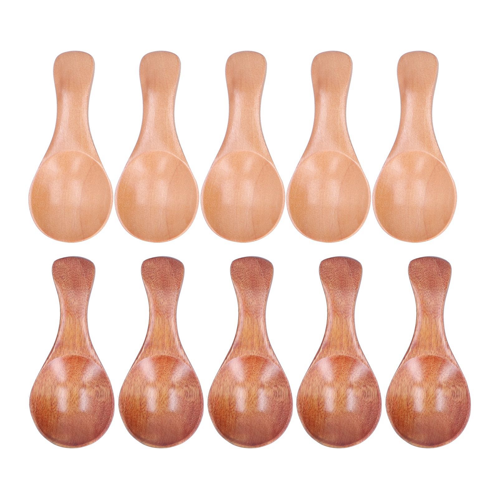 10Pcs Wooden Scoop Sugar Salt Powder Condiment Mini Spoon with Short Handle view 7