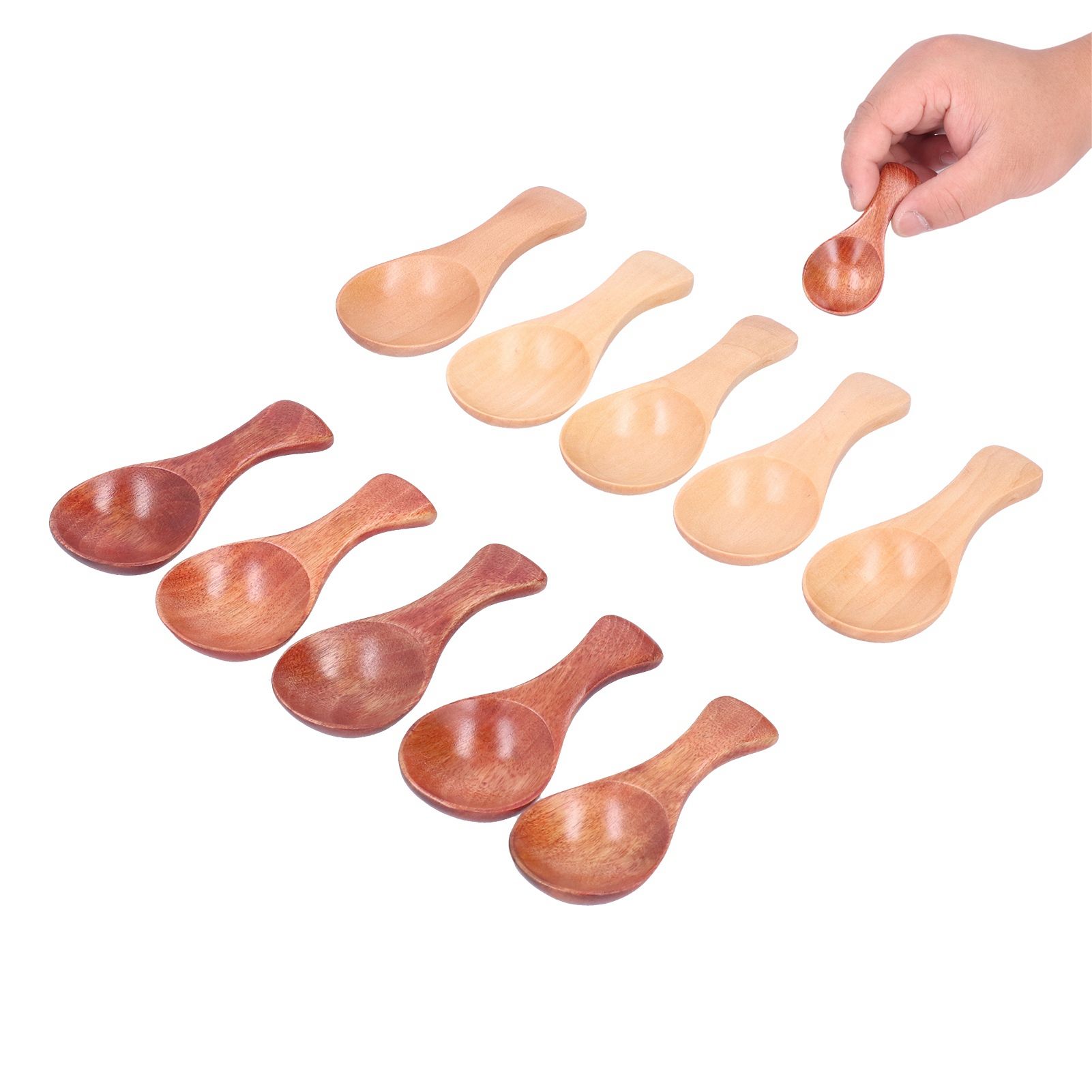 10Pcs Wooden Scoop Sugar Salt Powder Condiment Mini Spoon with Short Handle view 8