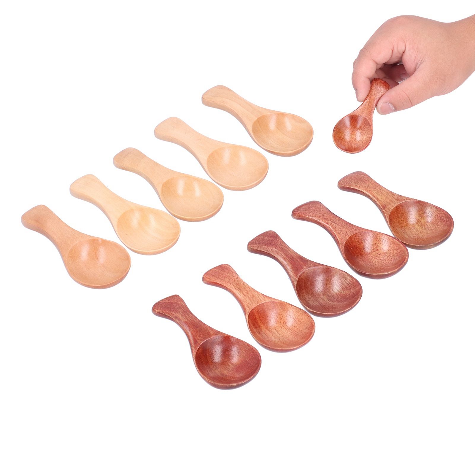 10Pcs Wooden Scoop Sugar Salt Powder Condiment Mini Spoon with Short Handle view 9