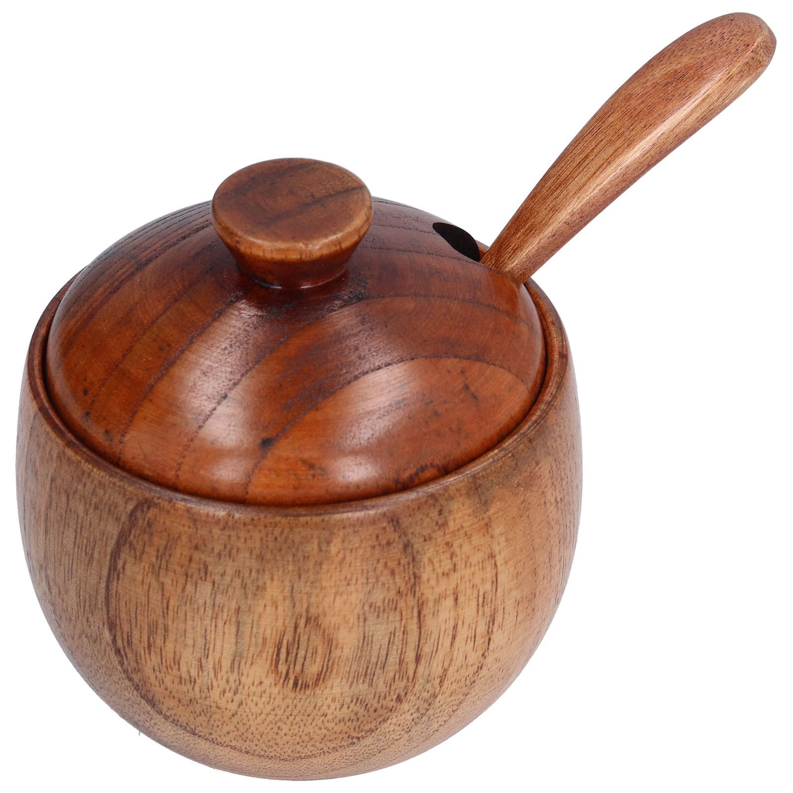 Household Seasoning Jar with Spoon Lid Wooden Salt Container for Home Kitchen view 3