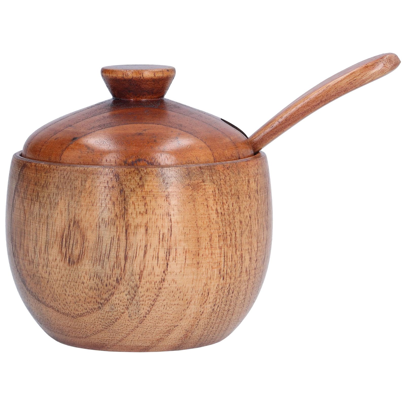 Household Seasoning Jar with Spoon Lid Wooden Salt Container for Home Kitchen view 5