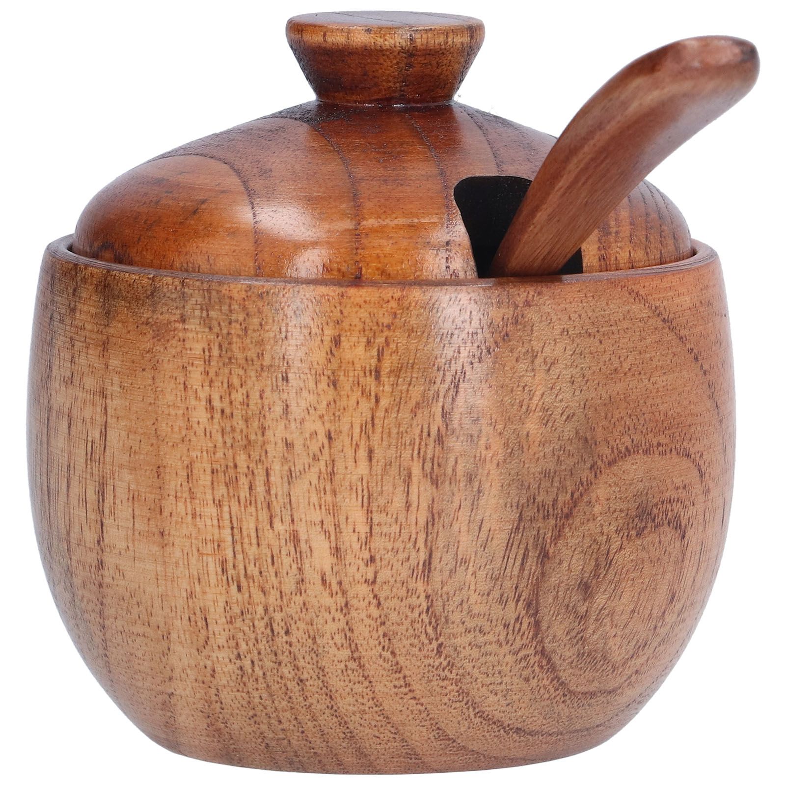 Household Seasoning Jar with Spoon Lid Wooden Salt Container for Home Kitchen view 7