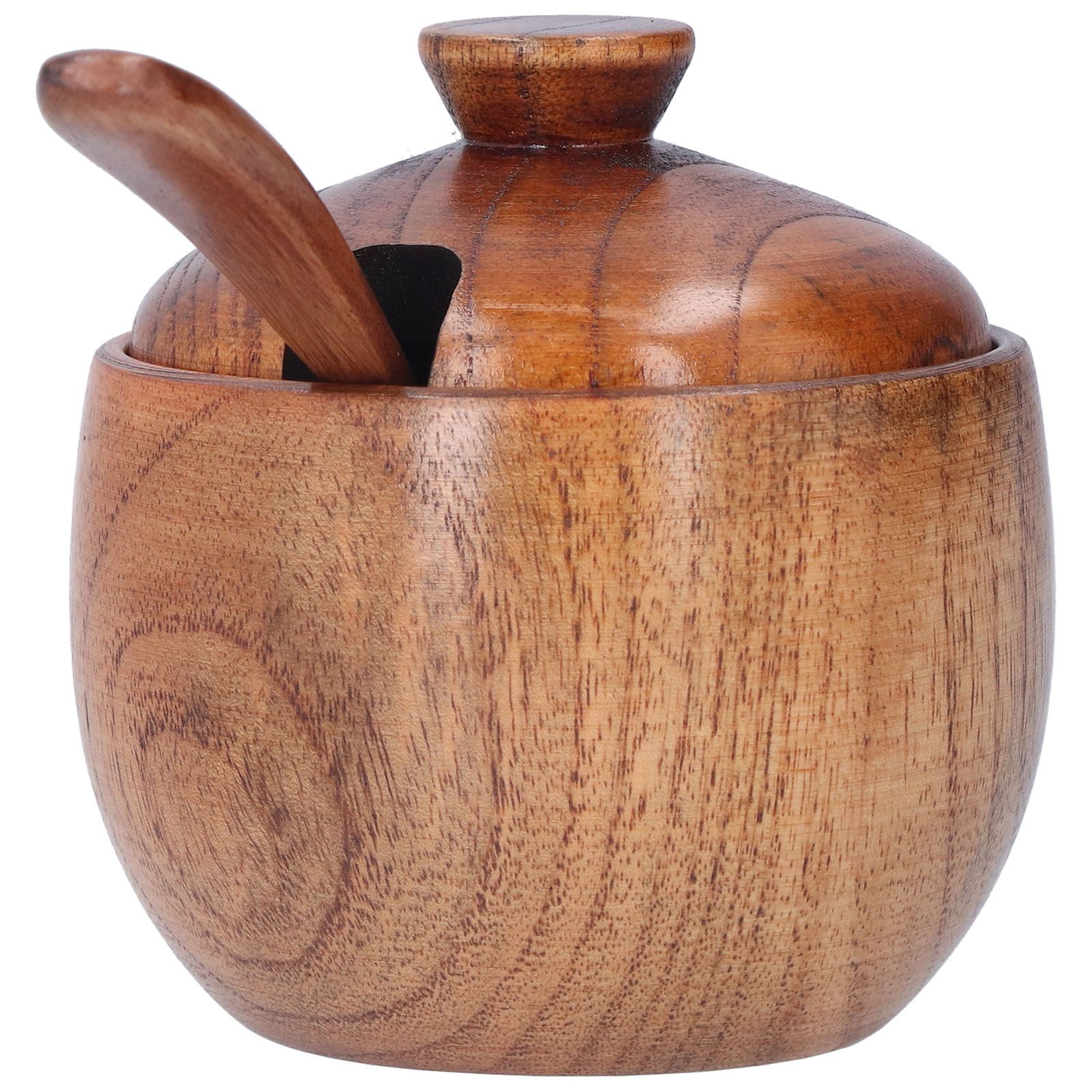 Household Seasoning Jar with Spoon Lid Wooden Salt Container for Home Kitchen view 8