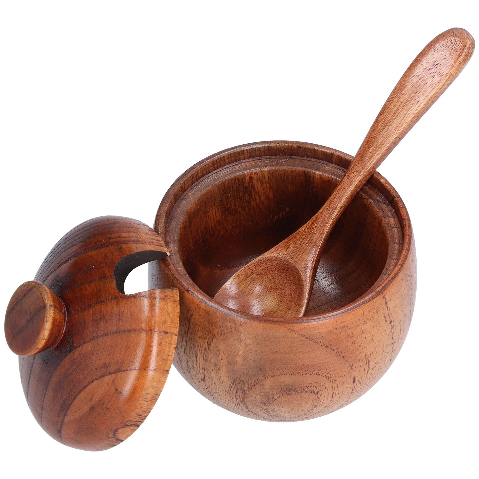 Household Seasoning Jar with Spoon Lid Wooden Salt Container for Home Kitchen view 9