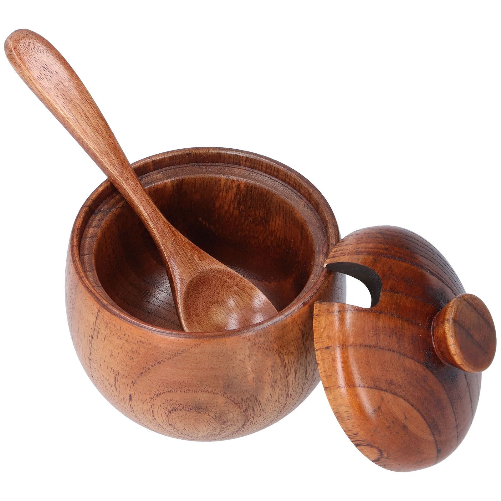 Household Seasoning Jar with Spoon Lid Wooden Salt Container for Home Kitchen view 10
