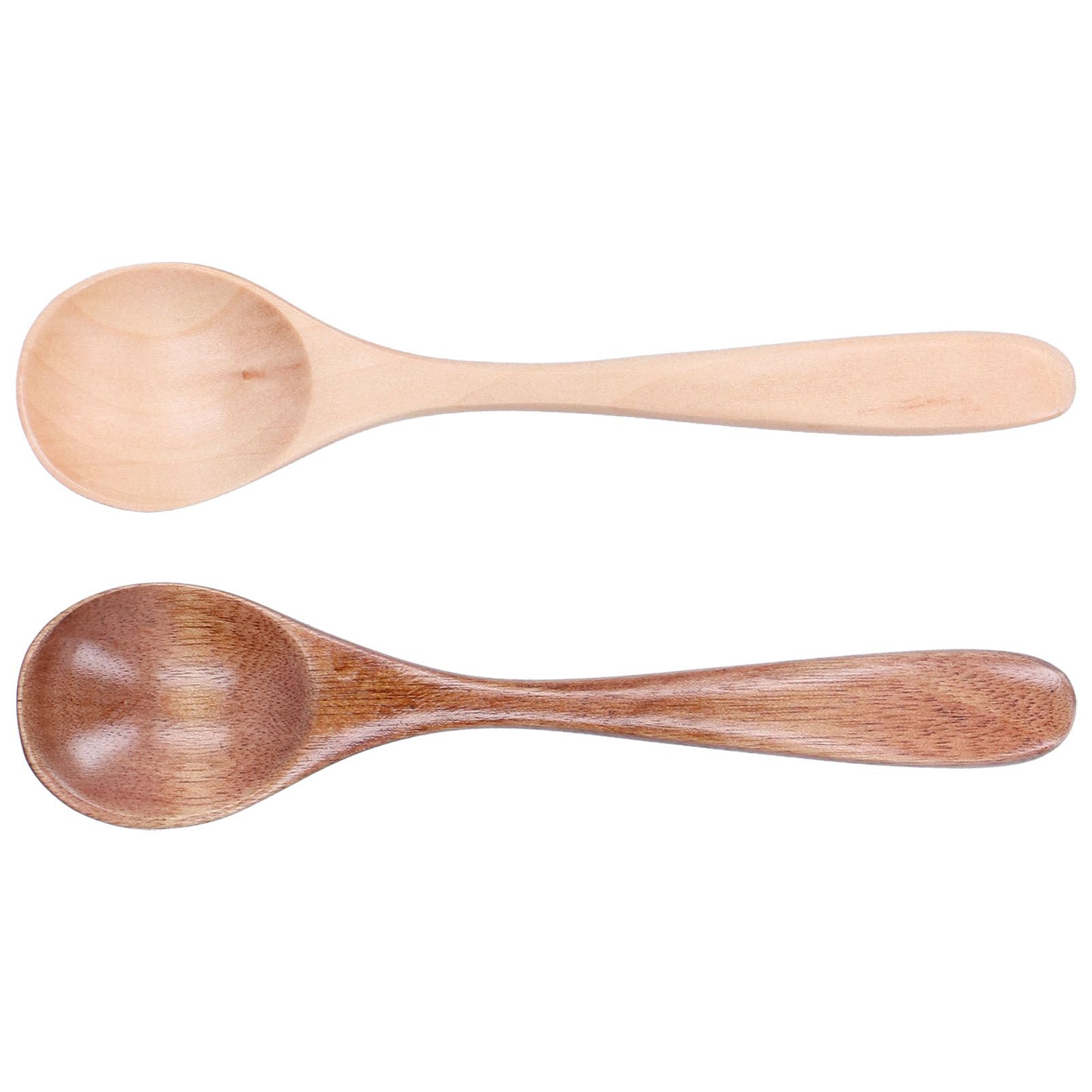 2Pcs/Set Wooden Spoon with Curved Handle Small Mixing Scoop for Home Kitchen