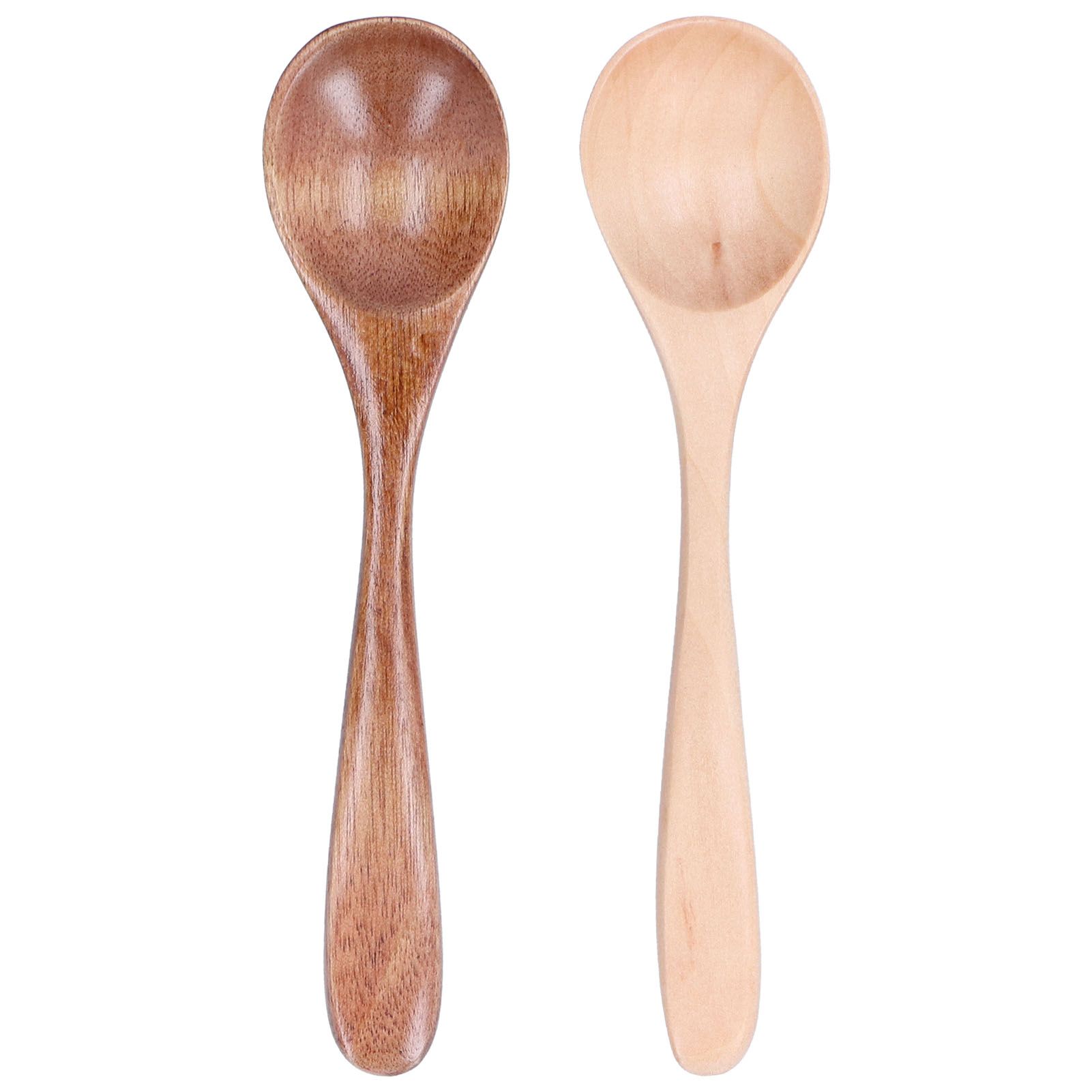 2Pcs/Set Wooden Spoon with Curved Handle Small Mixing Scoop for Home Kitchen view 2