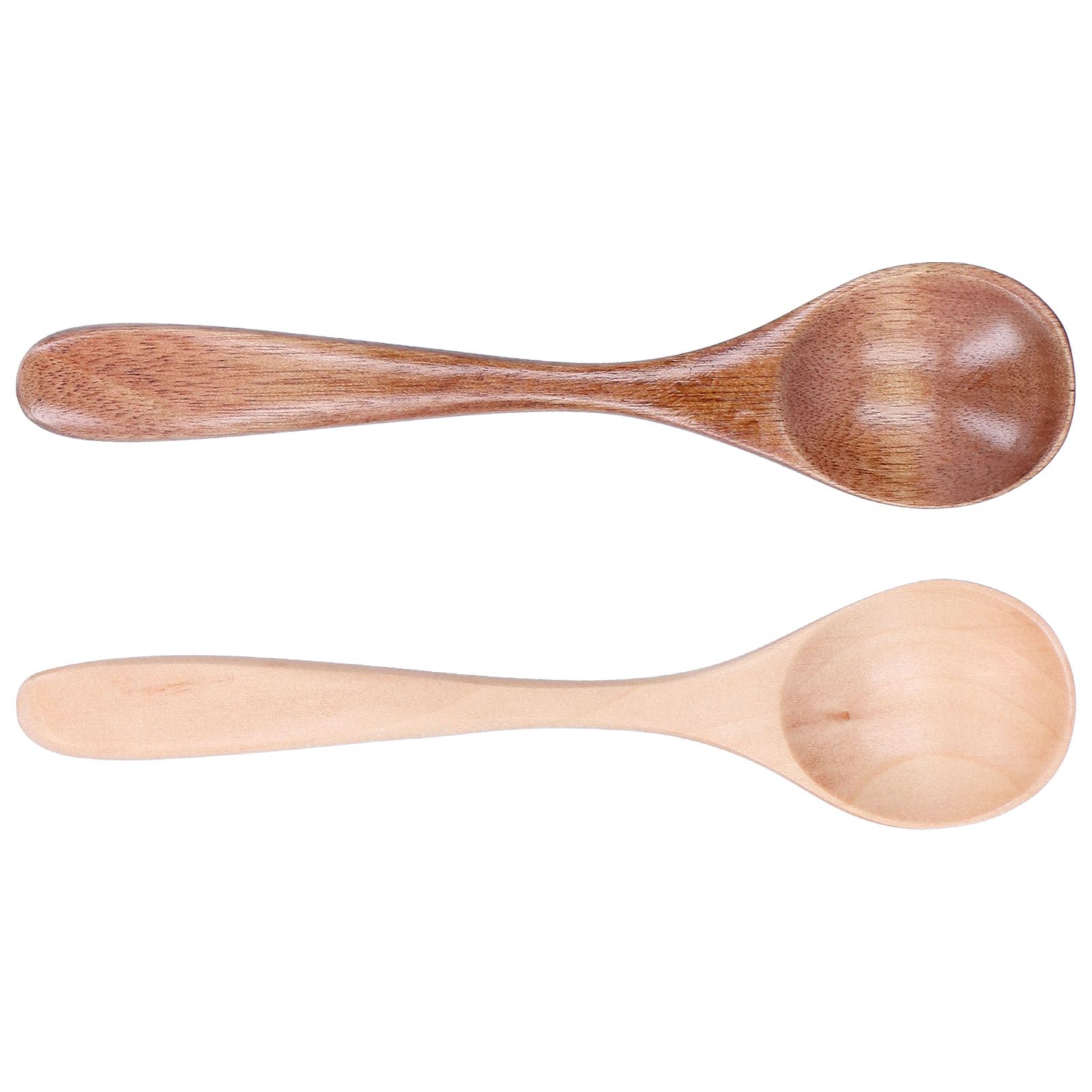 2Pcs/Set Wooden Spoon with Curved Handle Small Mixing Scoop for Home Kitchen view 3