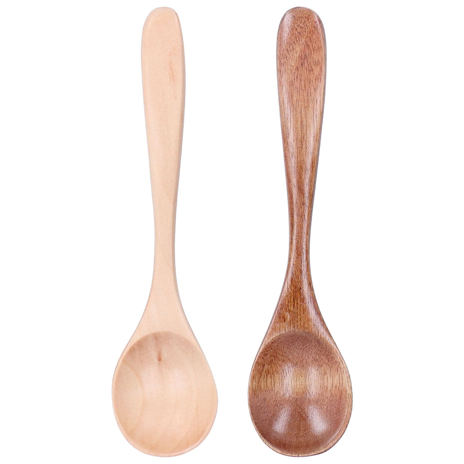 2Pcs/Set Wooden Spoon with Curved Handle Small Mixing Scoop for Home Kitchen view 4