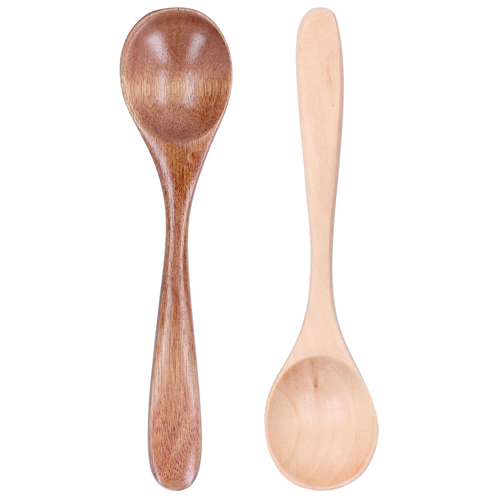 2Pcs/Set Wooden Spoon with Curved Handle Small Mixing Scoop for Home Kitchen view 5