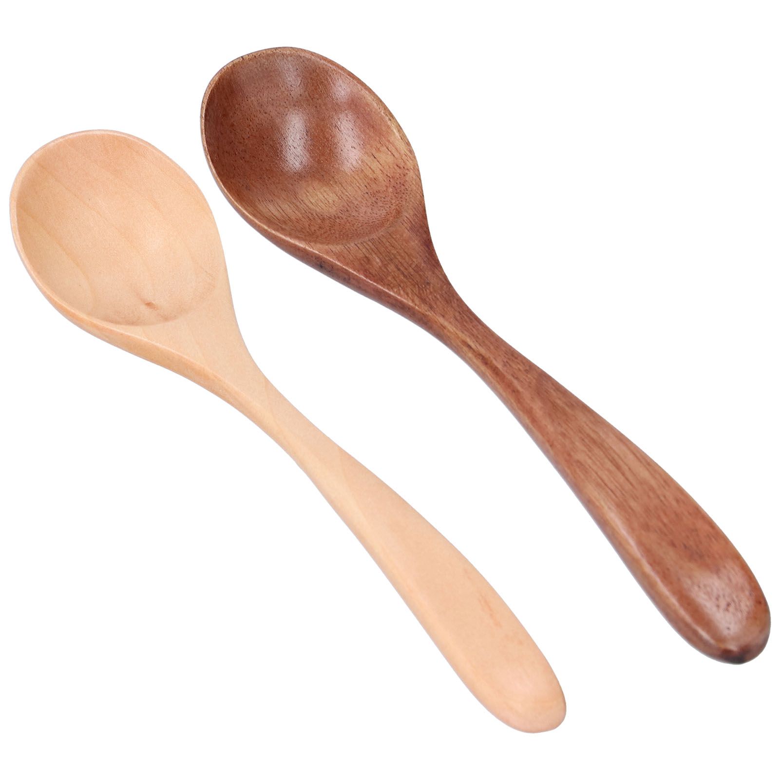 2Pcs/Set Wooden Spoon with Curved Handle Small Mixing Scoop for Home Kitchen view 8