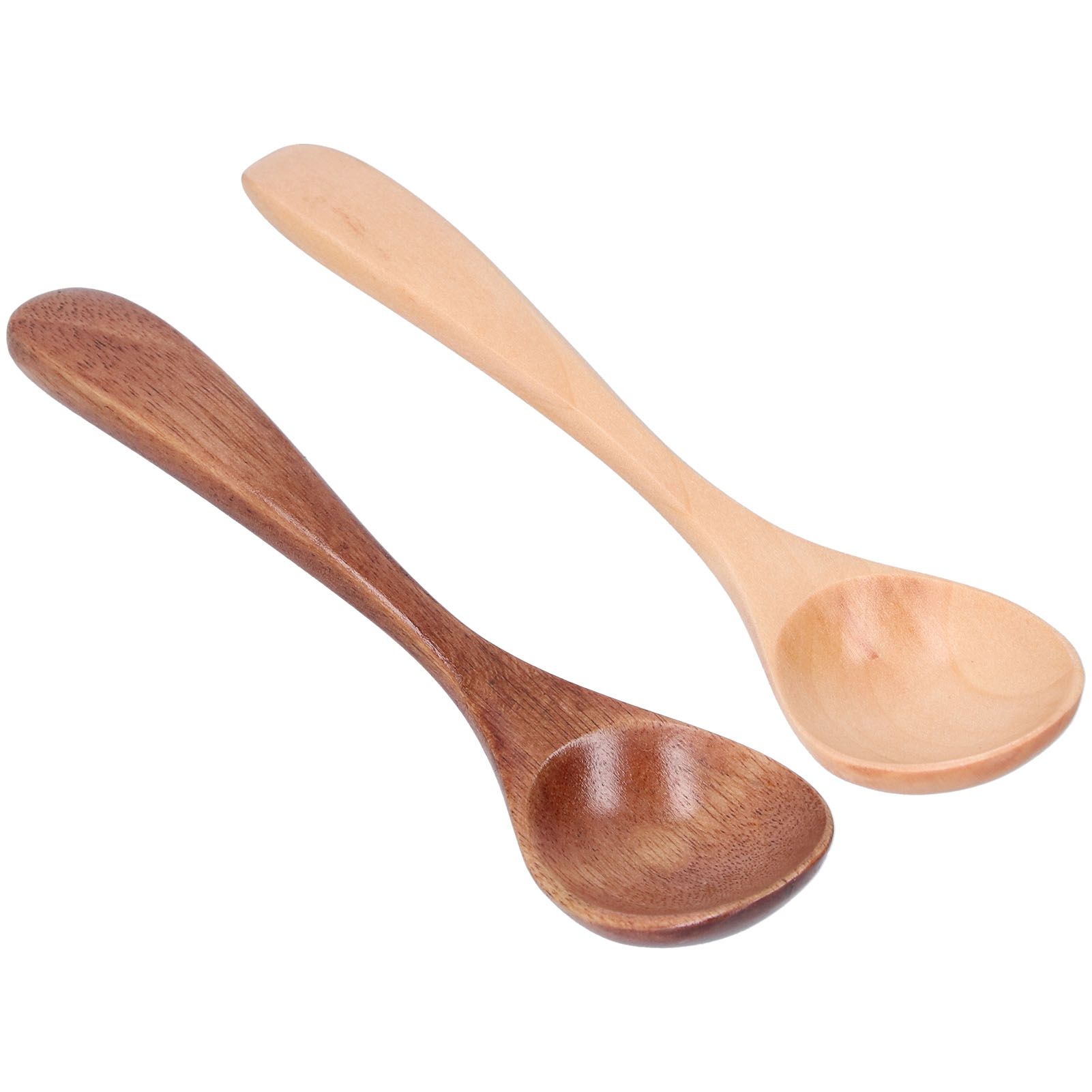 2Pcs/Set Wooden Spoon with Curved Handle Small Mixing Scoop for Home Kitchen view 10