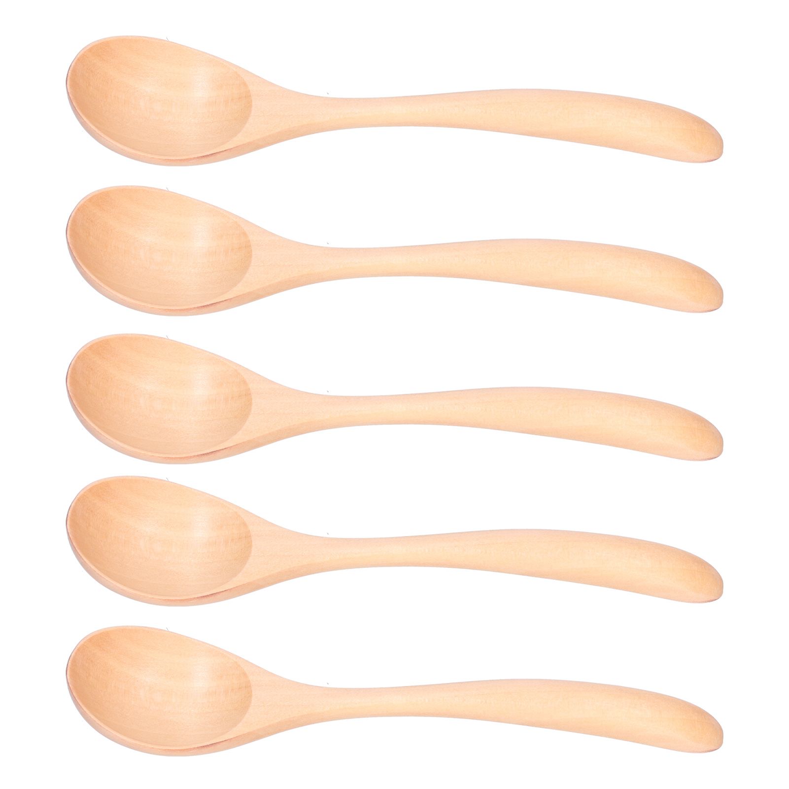 5Pcs Soup Spoon Long Handle Household Wooden Cooking Spoon for Home Kitchen view 3