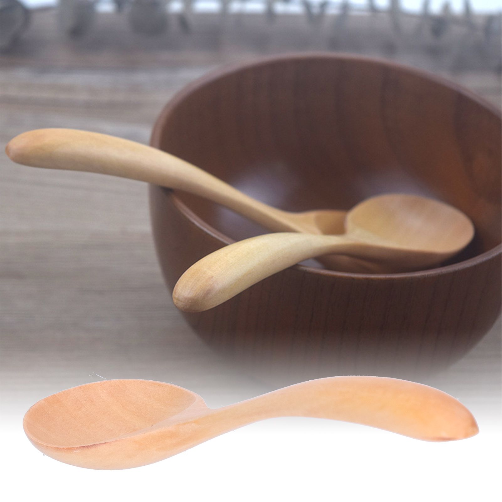 5Pcs Soup Spoon Long Handle Household Wooden Cooking Spoon for Home Kitchen view 12