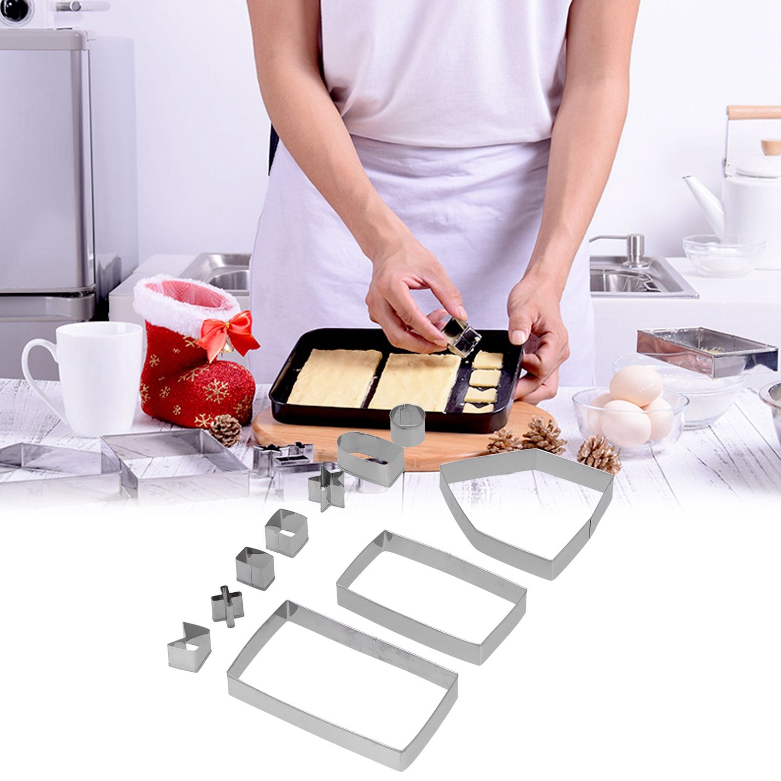 10Pcs/Set Stainless Steel Cookies Mold Cutter Set DIY Christmas House Mold view 11