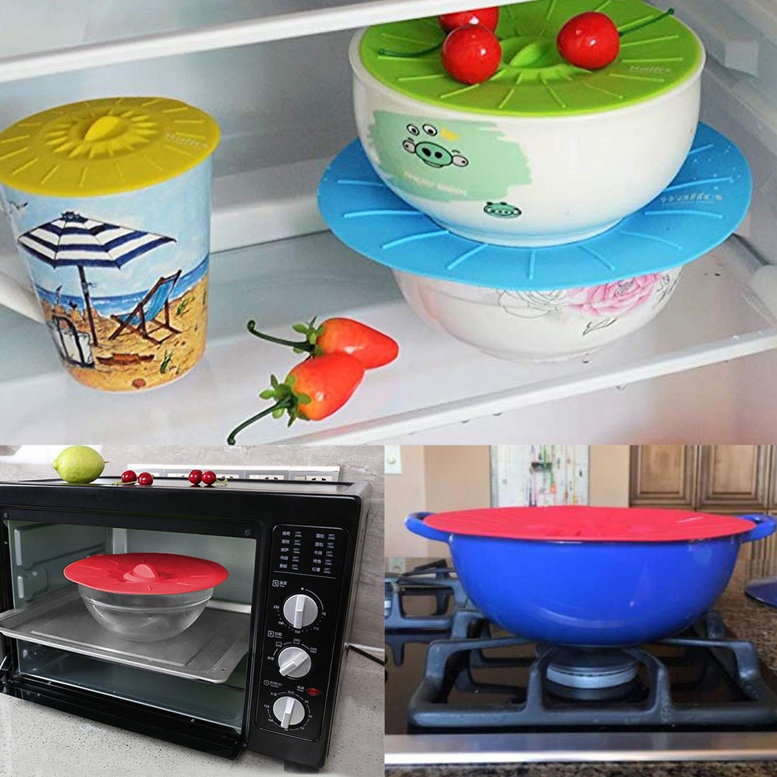 5Pcs/Set Multifunctional Bowl Lid Food Grade Silicone Vacuum Sealing Cover for view 11
