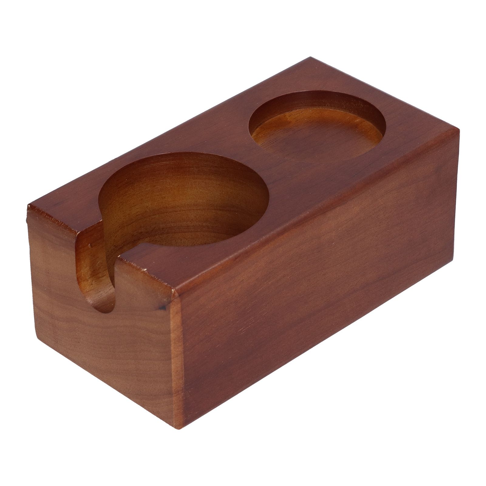 2 Hole Coffee Tamper Holder Beech Coffee Handle Mat Pad Stand for Home view 3