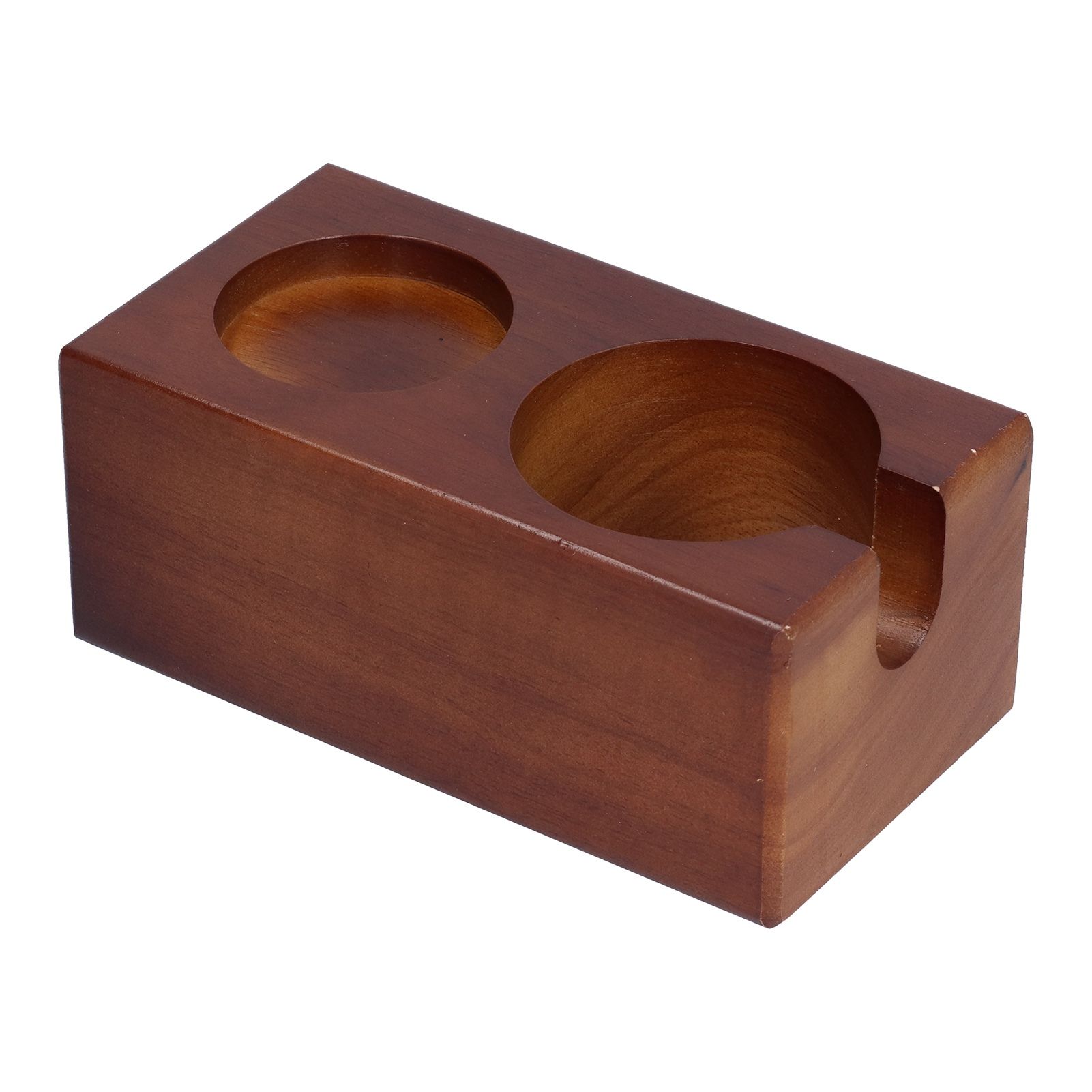 2 Hole Coffee Tamper Holder Beech Coffee Handle Mat Pad Stand for Home view 4