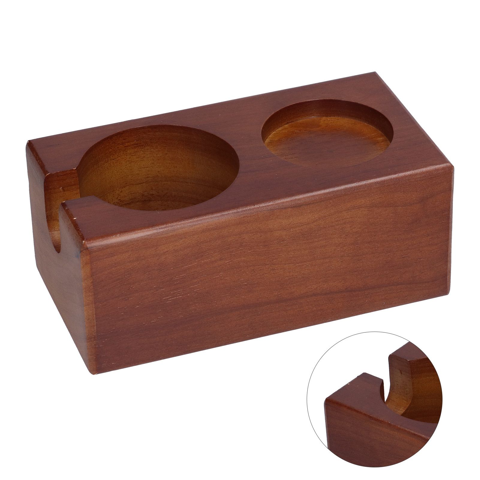 2 Hole Coffee Tamper Holder Beech Coffee Handle Mat Pad Stand for Home view 6