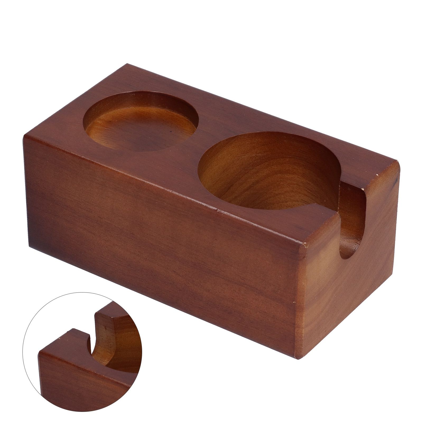 2 Hole Coffee Tamper Holder Beech Coffee Handle Mat Pad Stand for Home view 7