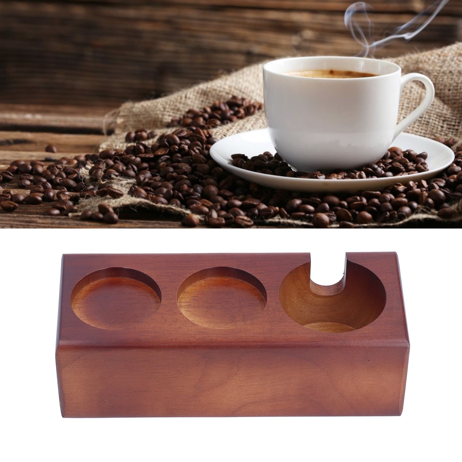 3‑Slots Wood Coffee Tamper Holder Portafilter Storage Stand Tamping Station view 12
