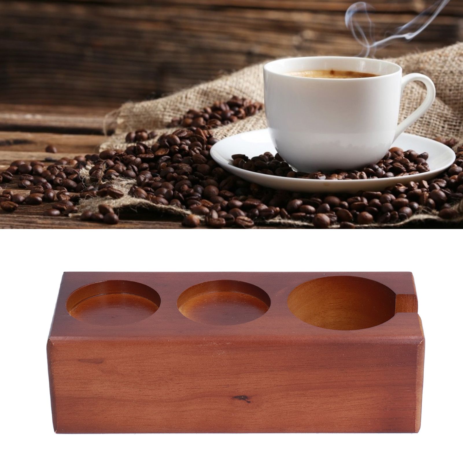 3‑Slots Wood Coffee Tamper Holder Portafilter Storage Stand Tamping Station view 11