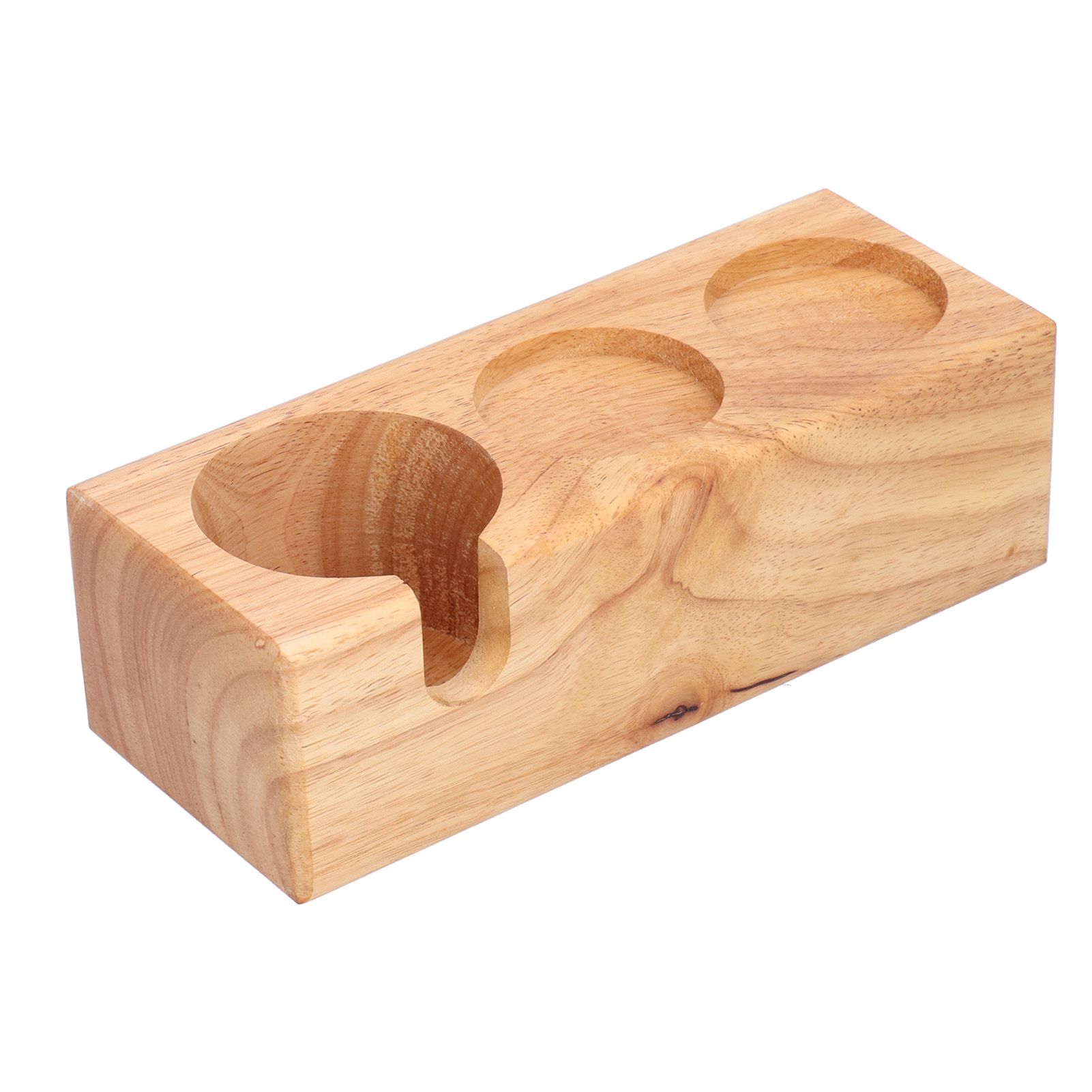 3‑Slots Wooden Coffee Portafilter Holder Tamper Stand Tamping Base for Home view 5