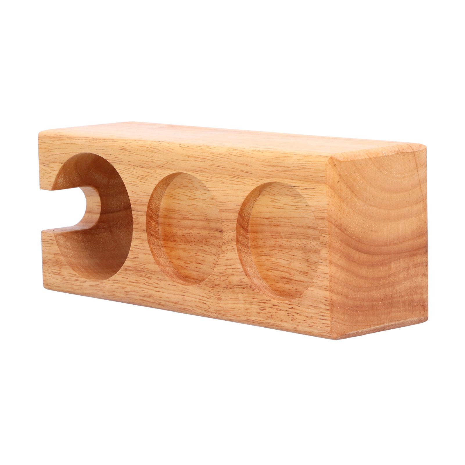 3‑Slots Wooden Coffee Portafilter Holder Tamper Stand Tamping Base for Home view 4