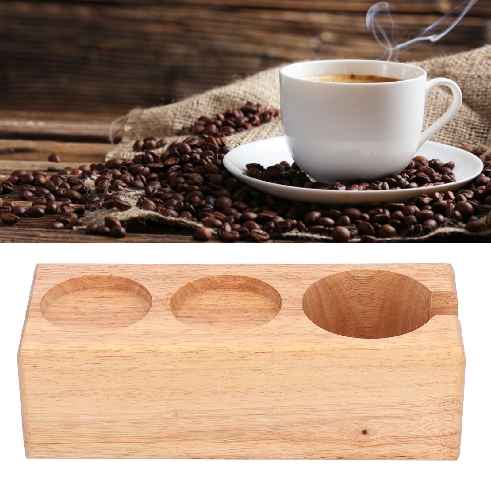 3‑Slots Wooden Coffee Portafilter Holder Tamper Stand Tamping Base for Home view 12