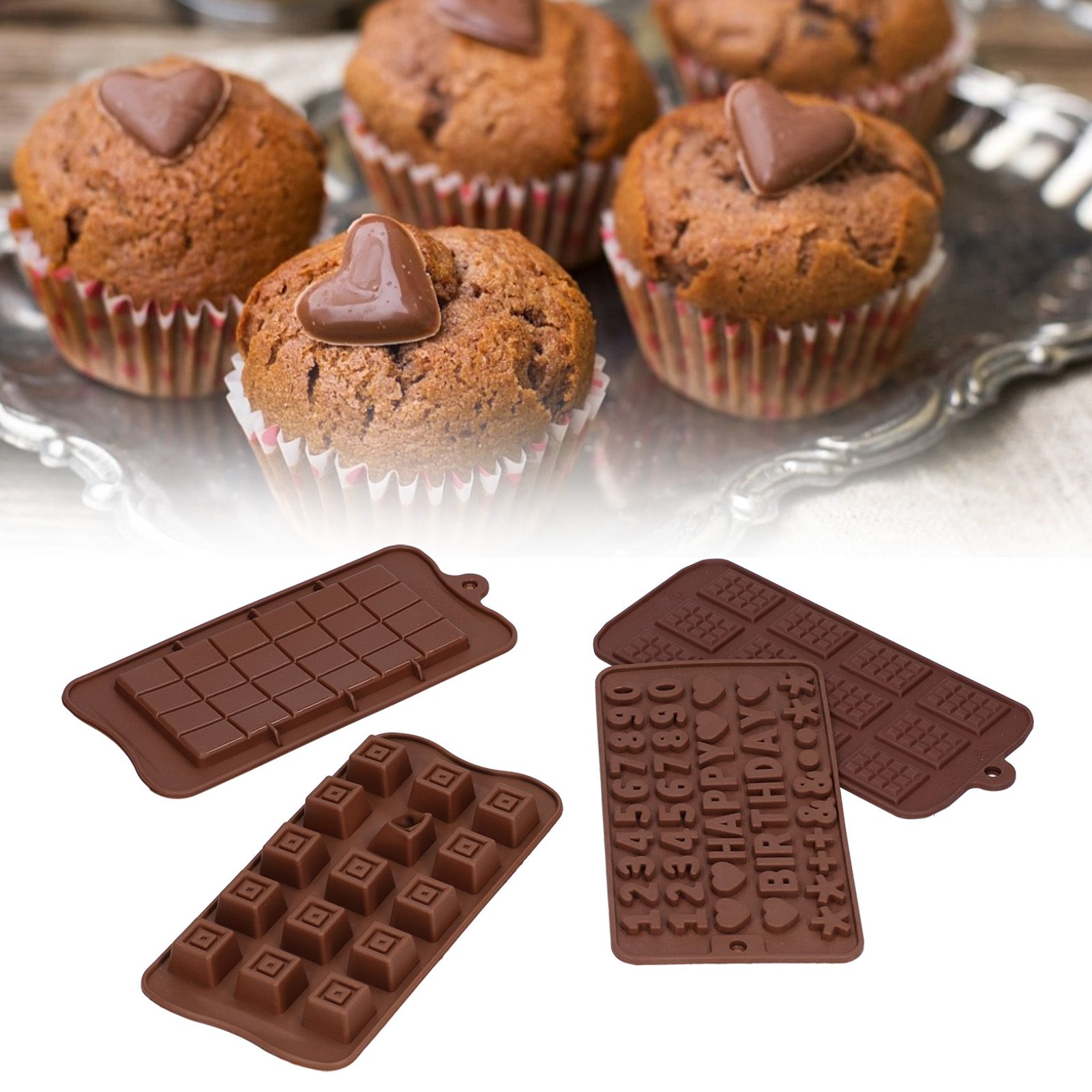4Pcs/Set Innovative Pattern Mold Silicone Chocolate Mold Baking Tool for Home view 11
